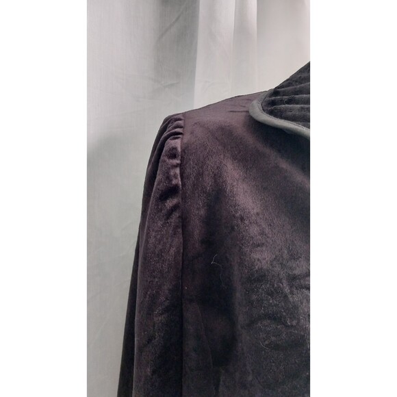 Vintage Leslie Fay 1970s Velvet Cropped Jacket Black Open Front - Picture 3 of 6